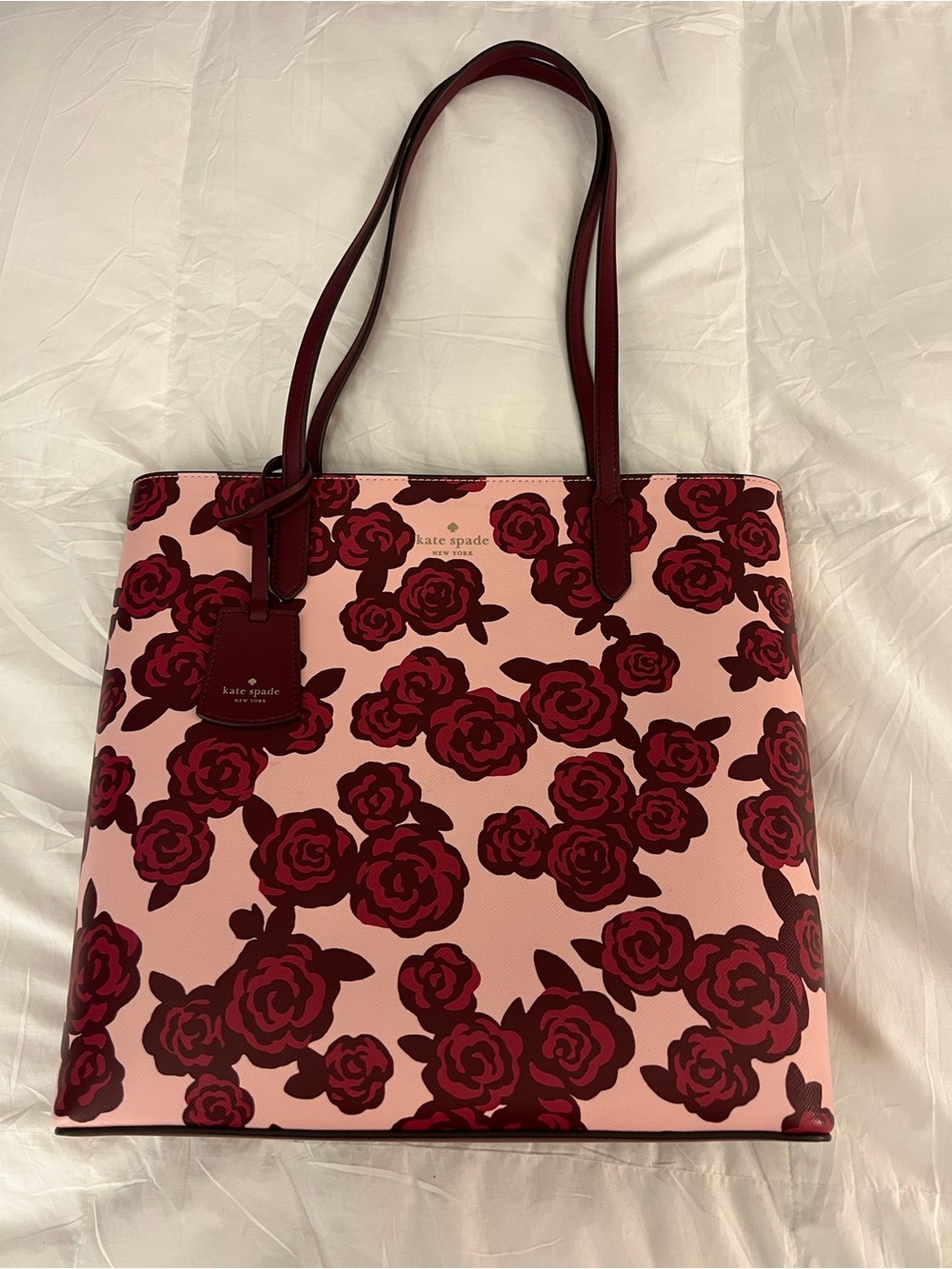 kate spade Pink Tote with Red Rose Print